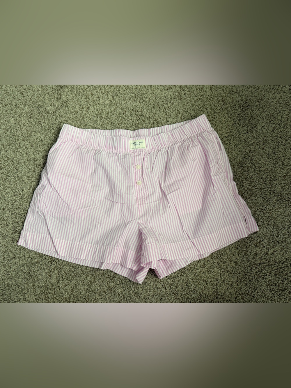 American Eagle Outfitters Pink and White Striped Women's Boxer Shorts